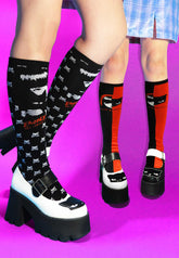 2 Pair Spooky Emily Knee High Socks